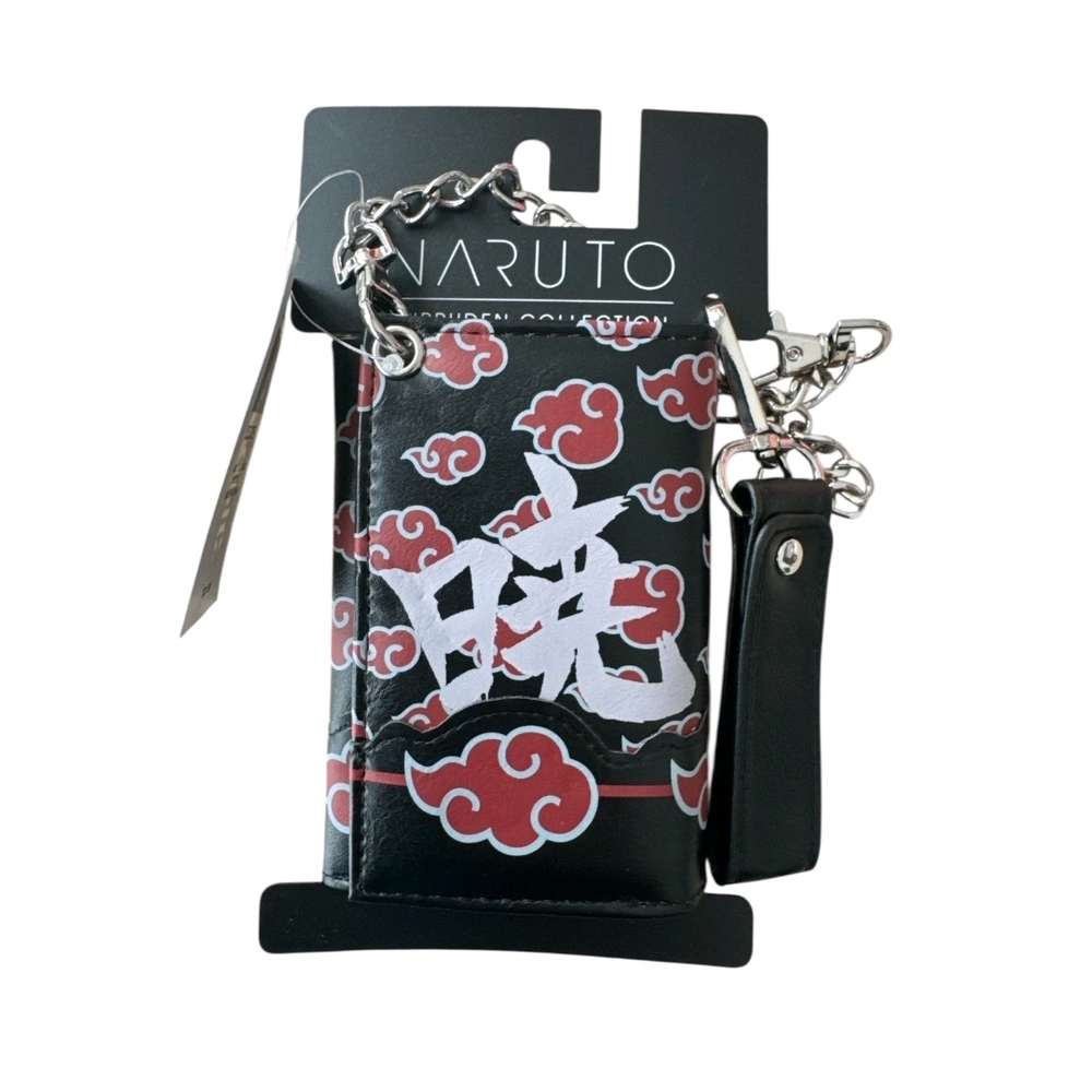 Hot Topic Naruto Shippuden Akatsuki Red Trifold Wallet With Detachable Chain